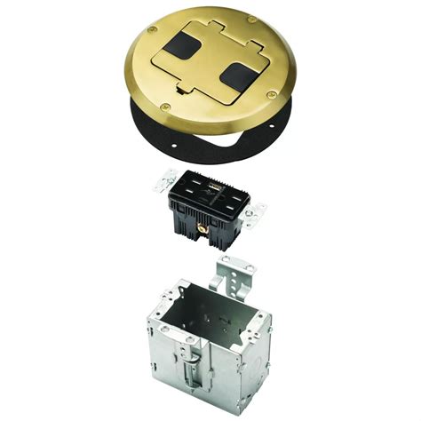 RACO Floor Box Kit 6239ACBP Brass 15A/125V Duplex 